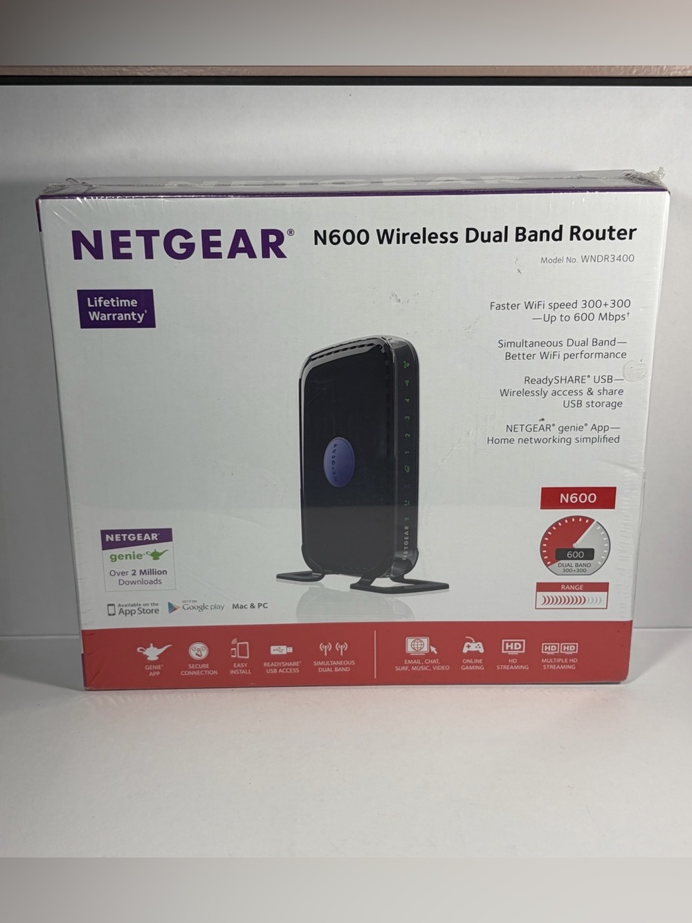 NETGEAR WiFi Router N600 Wireles Dual Band Gigabit WNDR3400v3-100NAS-NEW SEALED